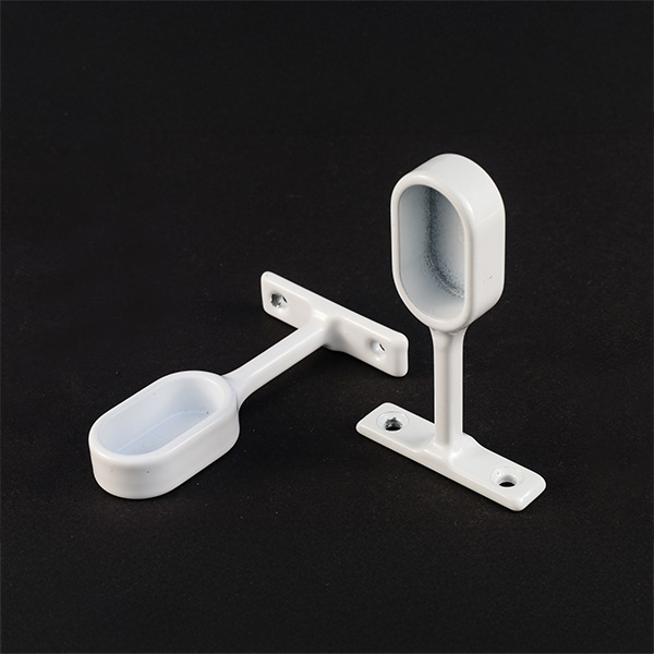 H0215WT END Oval Pipe Clothes Closet Rod Flange Holder Support END Oval Pipe Clothes Closet Rod Flange Holder Support