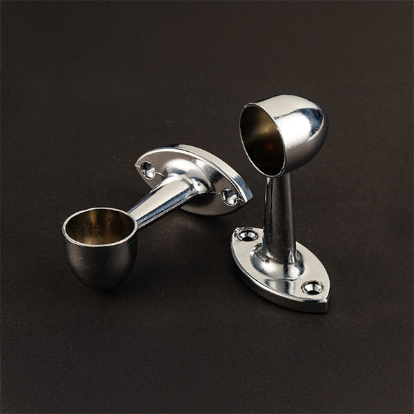H0425 Chrome Towel Shower Rod Rail Socket Tube End Support Bracket Chrome Towel Shower Rod Rail Socket Tube End Support Bracket