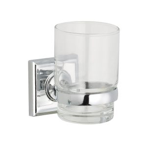 B301-1 Modern Minimalist Chrome Glass Toothbrush Holder