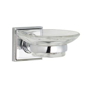B301-2 Modern Minimalist Chrome Glass Soap Dish Holder