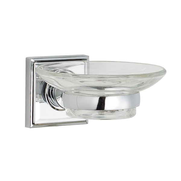 B301-2 Modern Minimalist Chrome Glass Soap Dish Holder