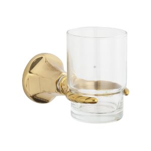 B310-1 Vintage Brass Glass Toothbrush Holder