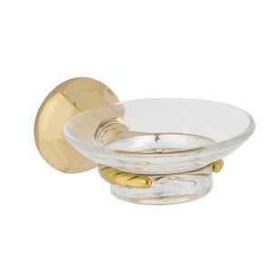 B310-2 Vintage Brass Glass Soap Dish Holder